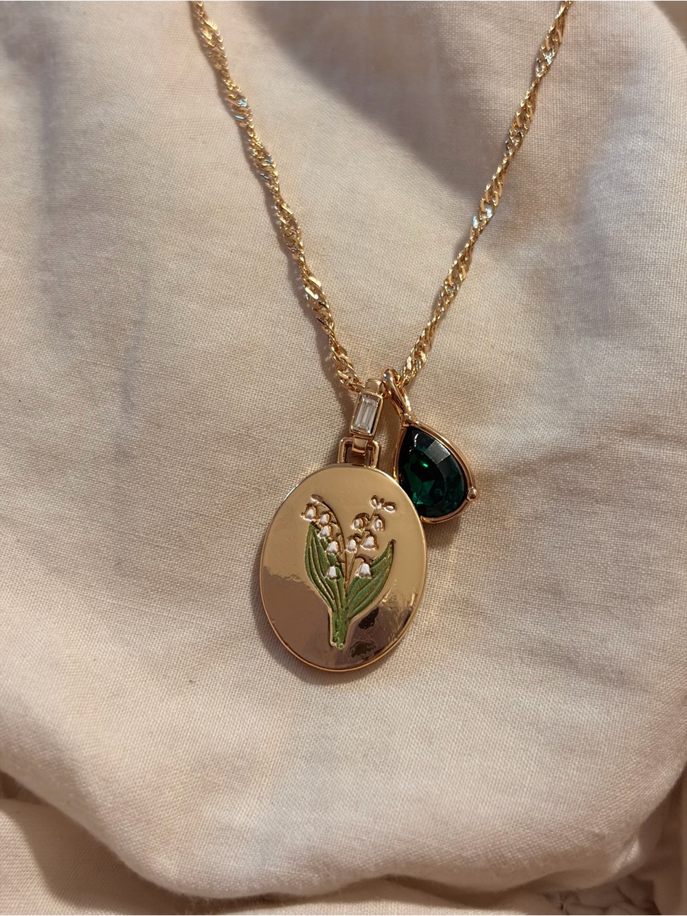 Free People May Birth Flower Lily of the Valley Pendant Necklace